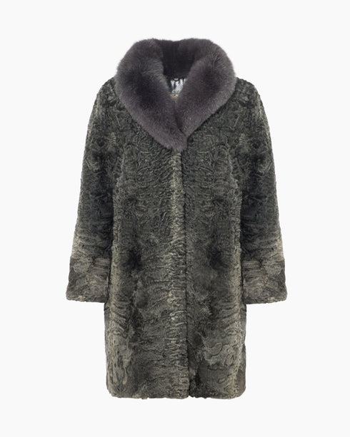 Gray Astrakhan Midi Coat